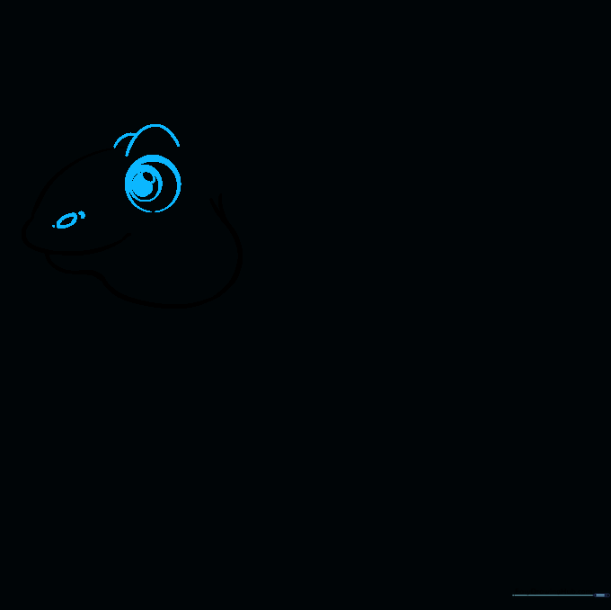 Detailed drawing of an iguana eye with brow ridge and nostril.