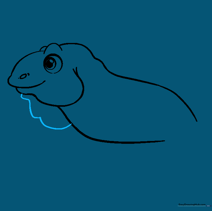 Drawing the characteristic loose skin fold under the iguana's throat.