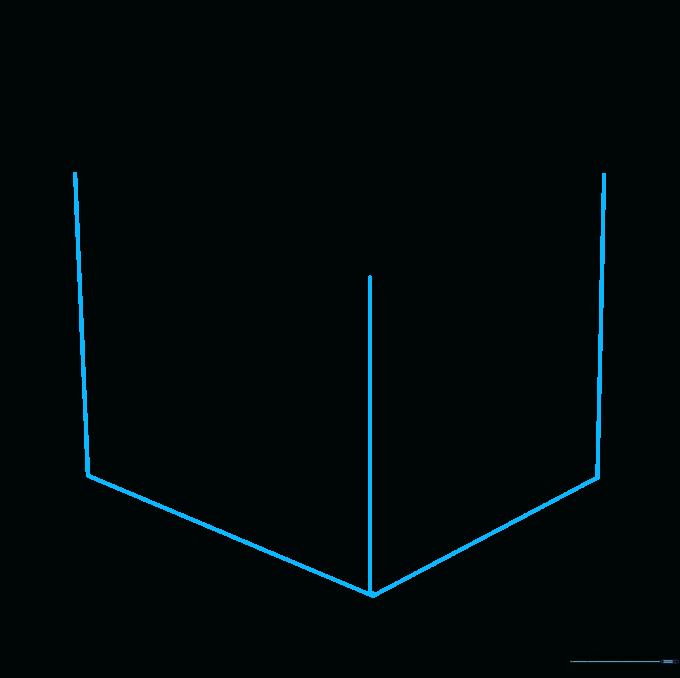 Three vertical lines connected at the bottom to form the base structure of an impossible cube.