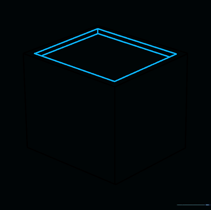 Adding interior lines to the top panel to create depth for the impossible cube.