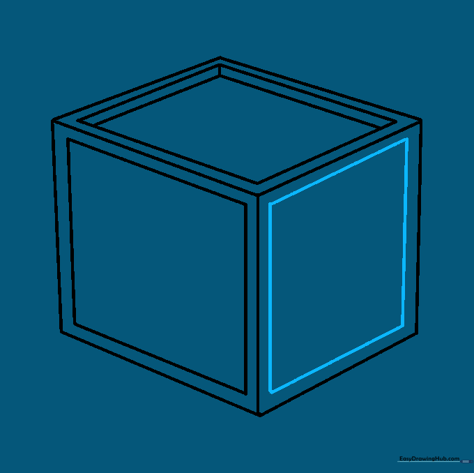 A square drawn inside the right side panel to match the left side.