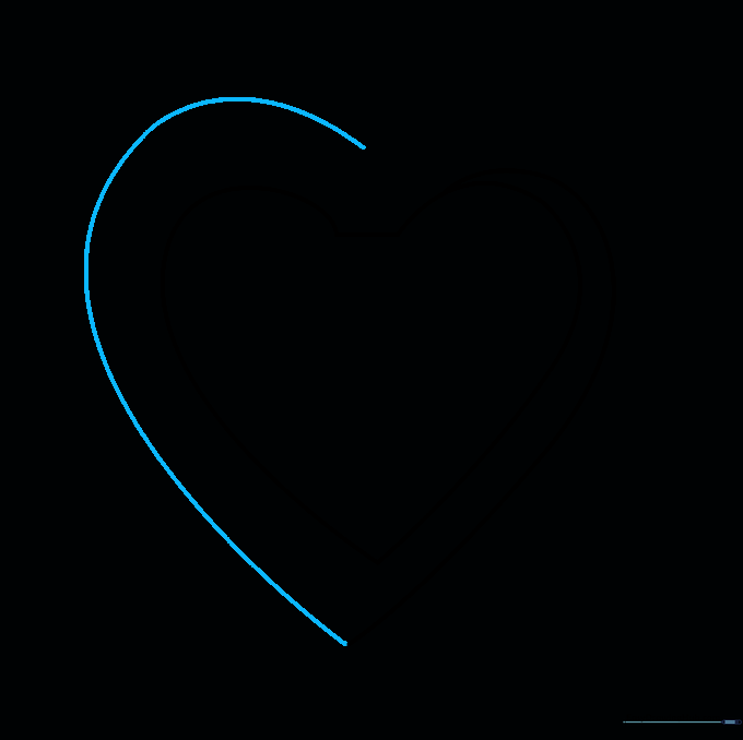 Extending the beam line toward the bottom tip of the heart to establish the illusion's structure.