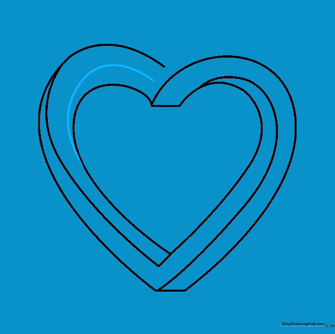Adding a secondary curved line to define the depth and overlapping nature of the heart's structure.