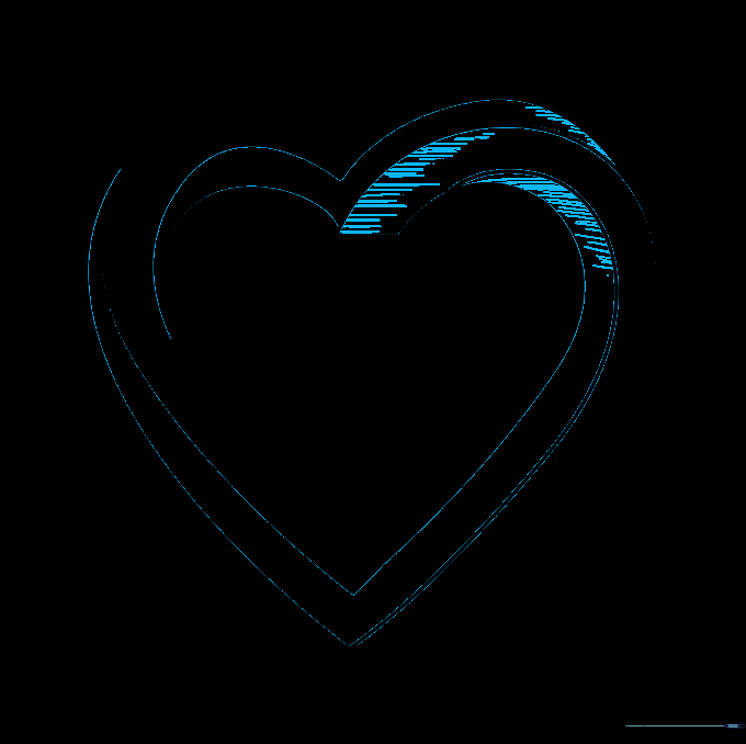 Applying horizontal shading lines to the heart to give it a three-dimensional, metallic appearance.