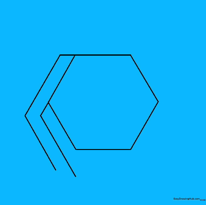 Adding parallel lines to the bottom corner of the hexagon structure.
