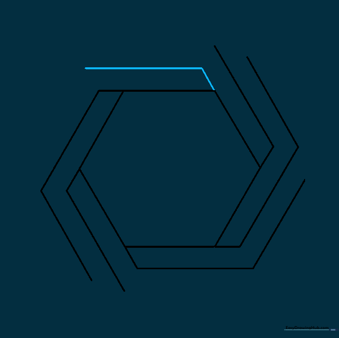 Completing the final corner lines for the hexagon illusion.