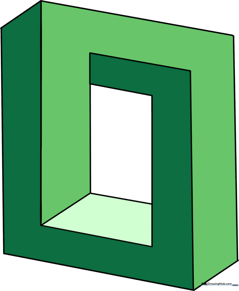 A vibrant, completed impossible square drawing used as the featured tutorial image.
