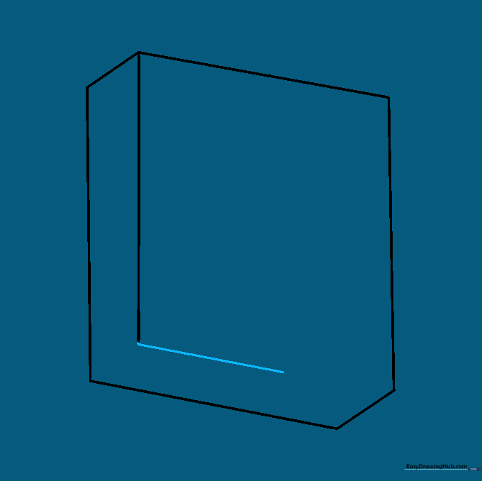Drawing a diagonal line to establish the bottom segment of the impossible square.