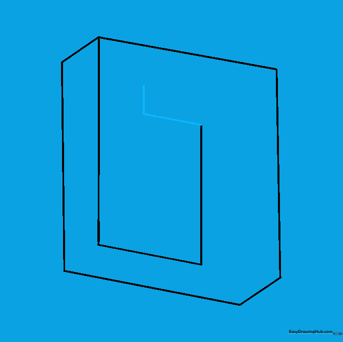 Drawing short horizontal and vertical lines to form the top edge of the square.