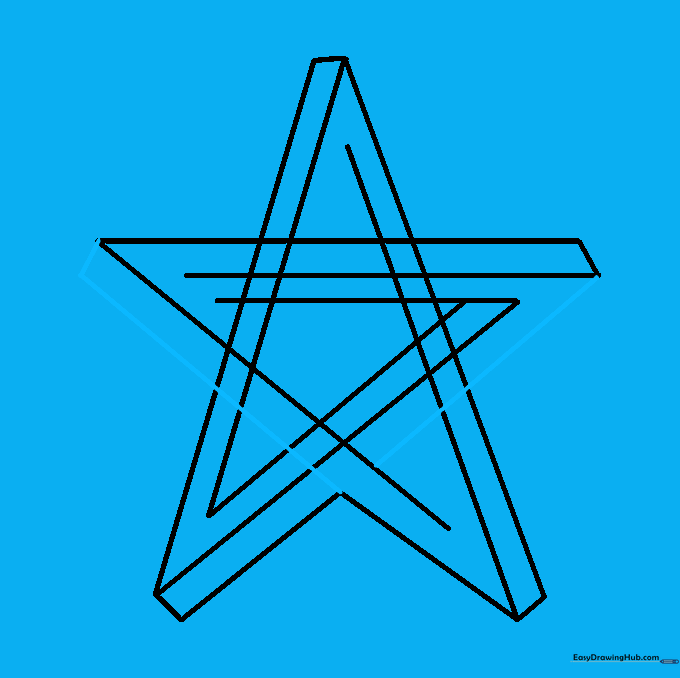 Defining the left arm of the star with parallel lines to maintain symmetry.