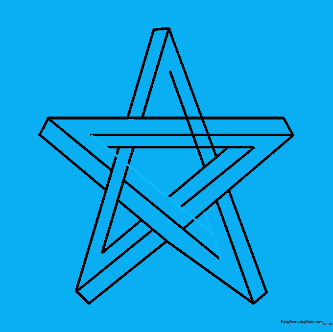 Connecting the final points of the star and erasing unnecessary guide lines.