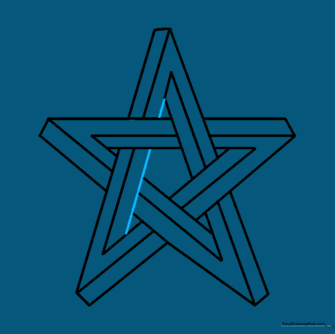 Finalizing the outline of the star to create a solid, finished shape.