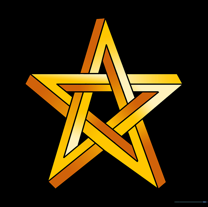 The finished impossible star with shading applied to create a 3D effect.