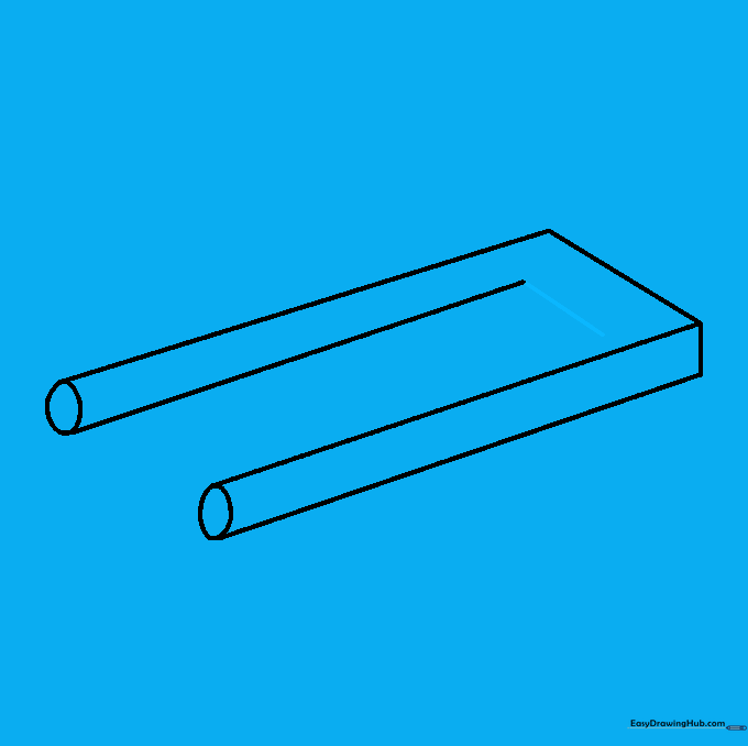 Adding a short connecting line between the prongs to begin the illusion of depth.