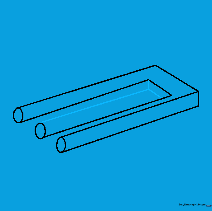 Closing the lines of the trident to finalize the impossible geometry.