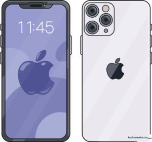 Finished illustration of a smartphone, ready for coloring