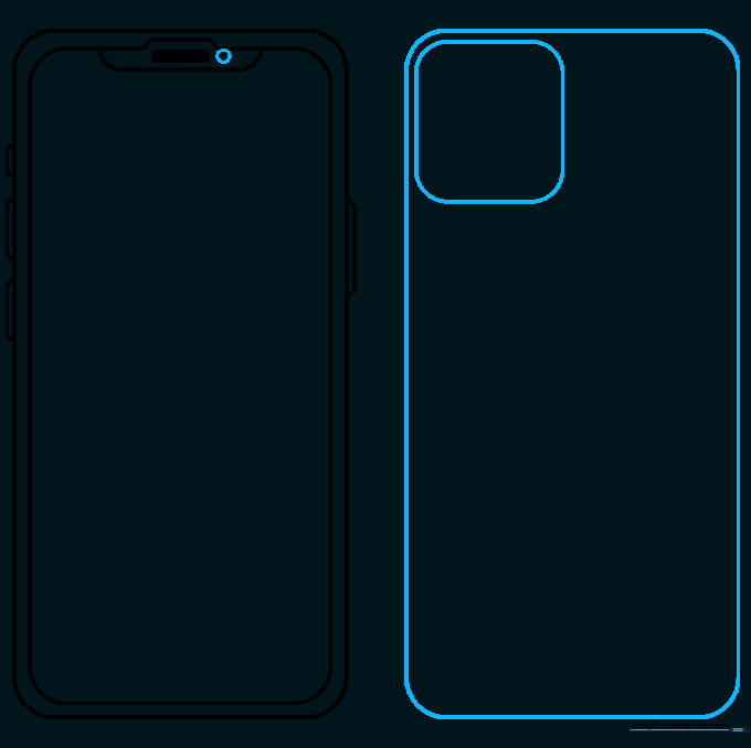 Drawing the camera module and back panel of the phone