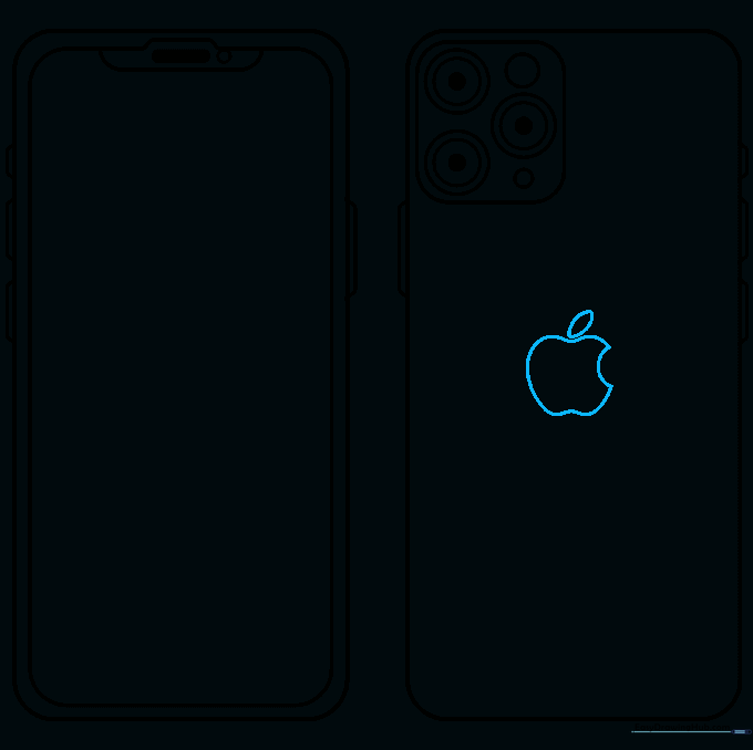 Sketching the Apple logo on the back of the phone