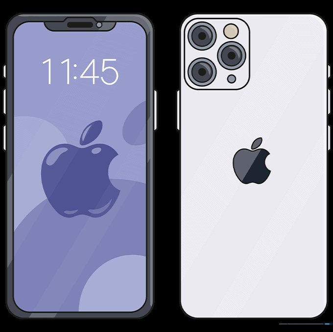 A fully colored, finished cartoon iPhone drawing
