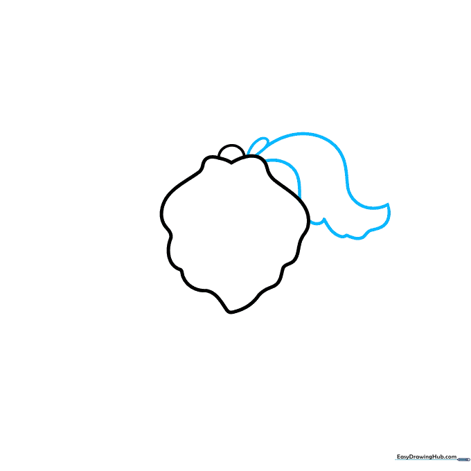 Drawing the second iris petal with a teardrop shape attached to the side.