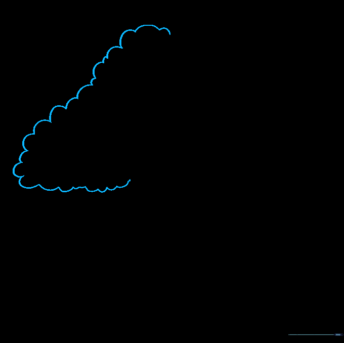 Beginning the outline of the leafy treetop using scalloped lines.