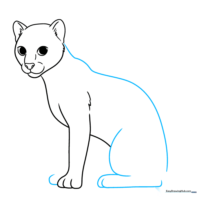 Adding the ocelot's back, rear leg, and second front leg to the sketch.