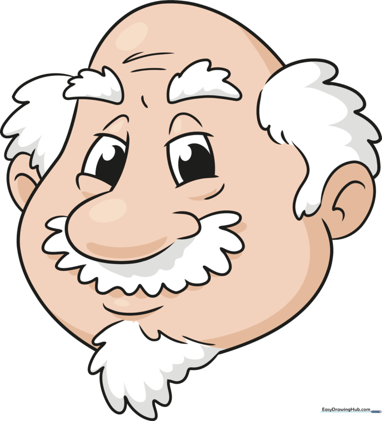 A friendly, colorful cartoon old man face illustration.