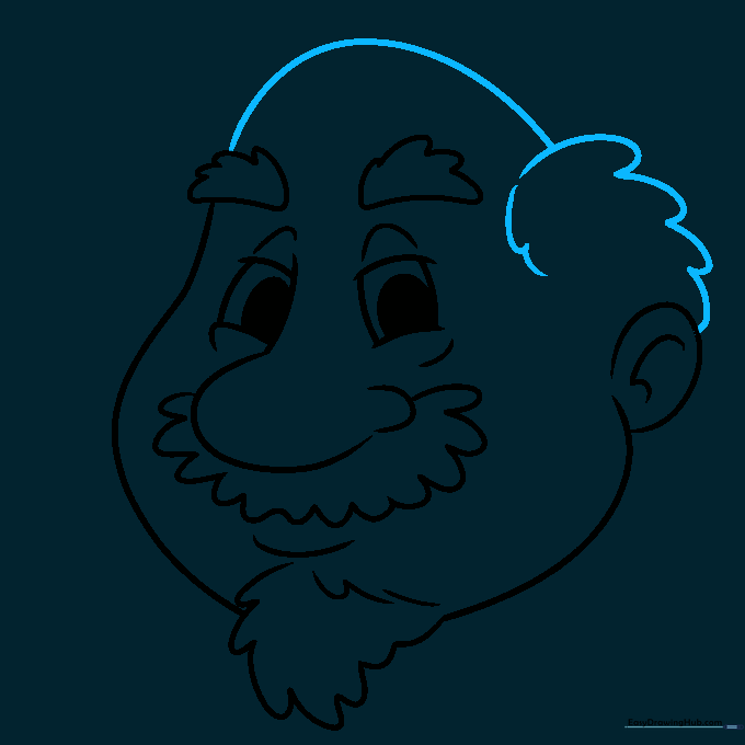 Pencil sketch showing the addition of a hairline and the top of the head.