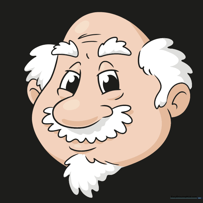 Fully colored illustration of an old man face with soft shading.