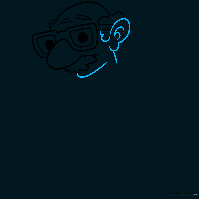 Outlining the ears and the jawline of the character.