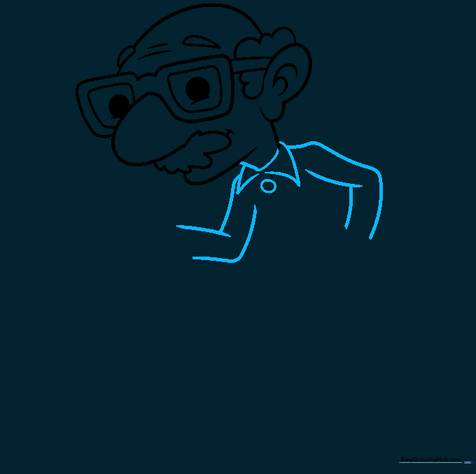 Adding the shirt collar, button, and basic arm shapes.
