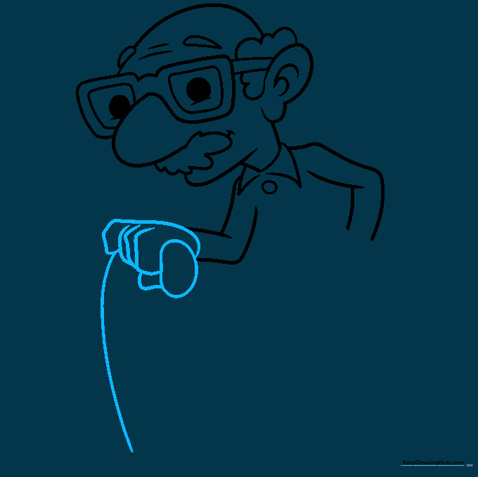 Drawing the hand holding a cane handle.