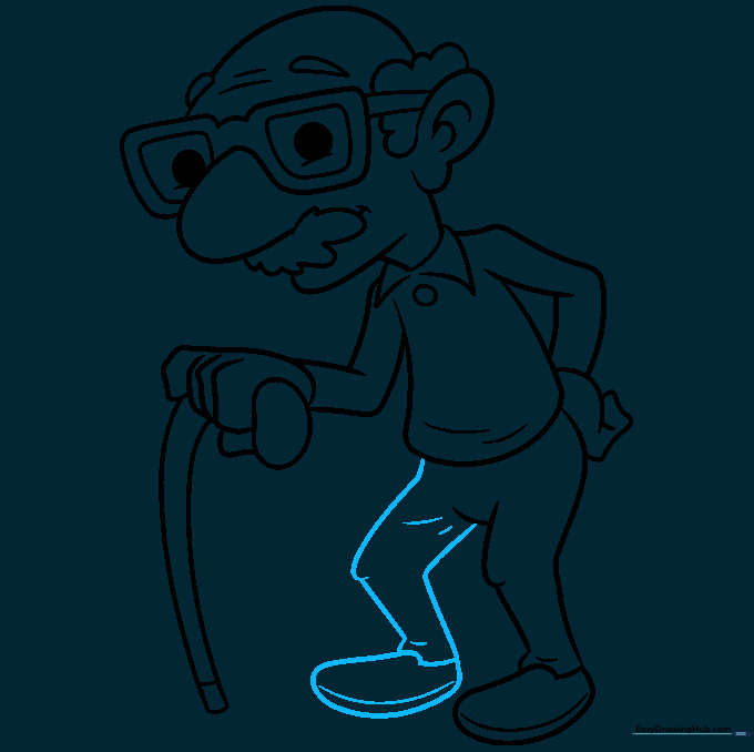 Adding the second leg and shoe to complete the outline.