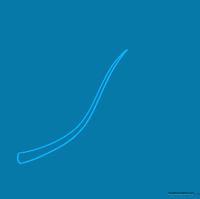 Two parallel curved lines forming the main stem of an olive branch on a white background.