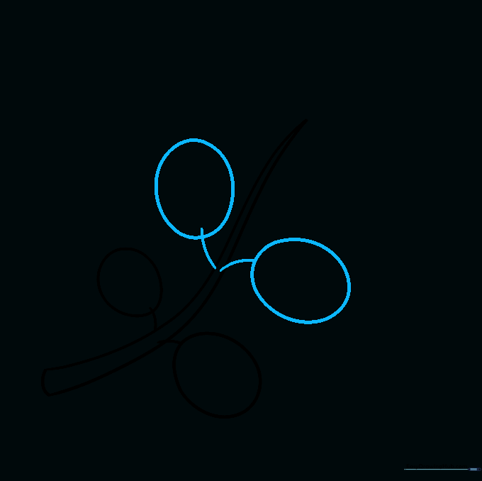 Additional olive ovals added to the branch to create a cluster effect.