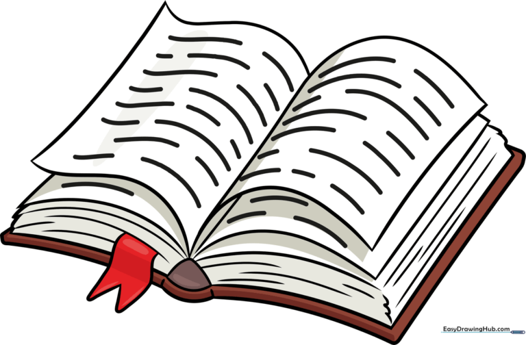 A colorful, friendly illustration of an open book, perfect for beginner artists.