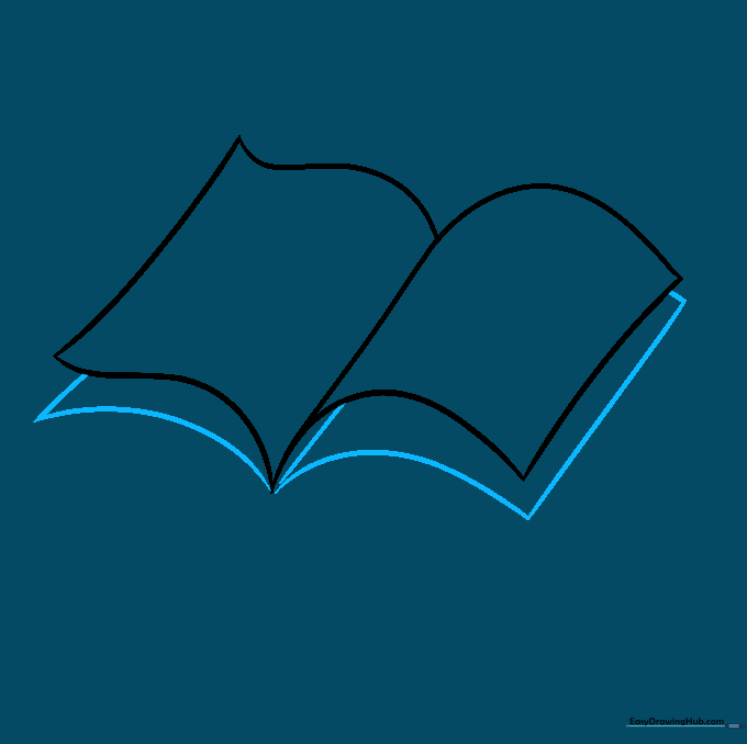 Adding multiple curved lines beneath the main pages to create the appearance of a thick book.