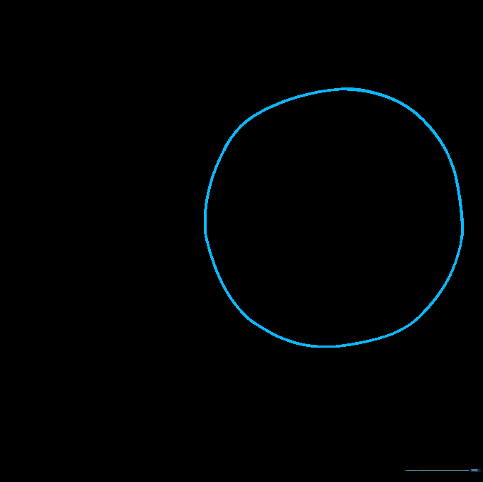 A simple light pencil circle drawn on white paper representing the base shape of an orange.
