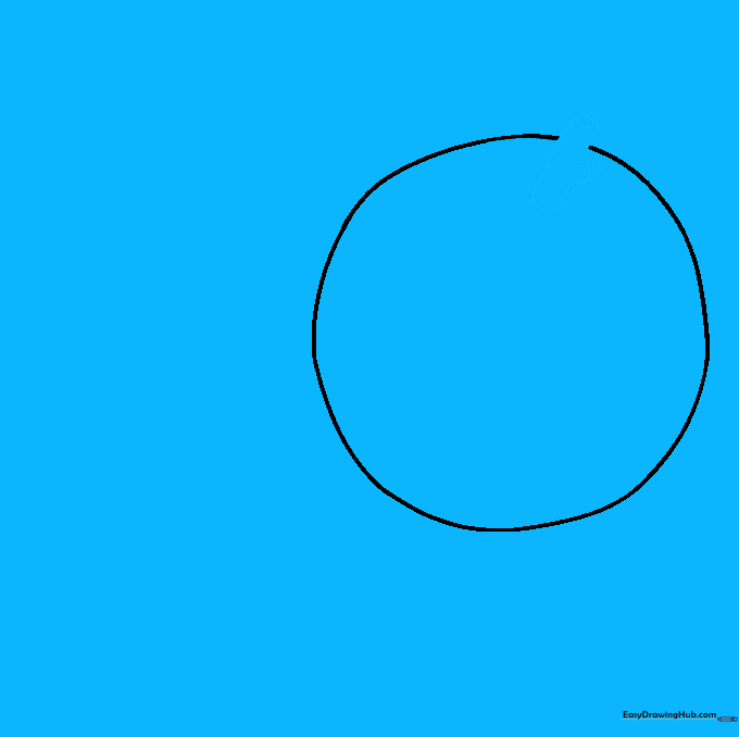 Drawing a small stem structure on top of the orange circle using simple cylindrical shapes.