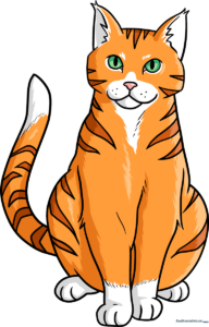 A colorful, friendly orange tabby cat illustration designed for kids.