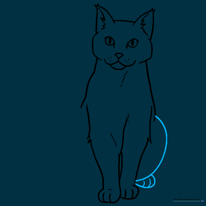 Sketching the cat's rear leg and haunch.