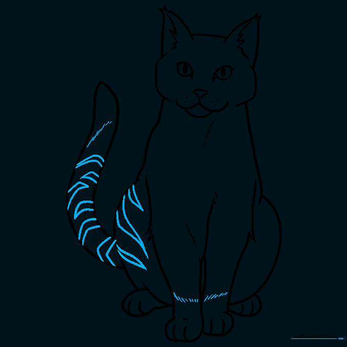 Adding tabby stripes to the tail and legs of the cat.