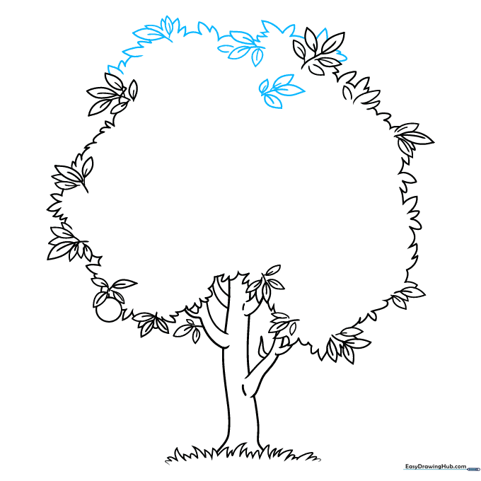 Closing the top of the tree canopy with rounded, leafy outlines.