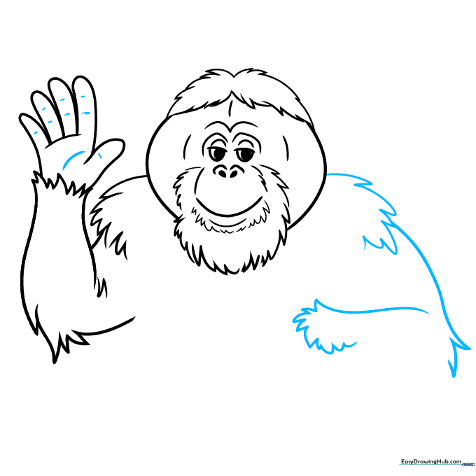 Refining the arm and hand details with additional fur texture.