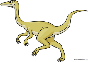 Colorful illustration of a completed Ornithomimus drawing.