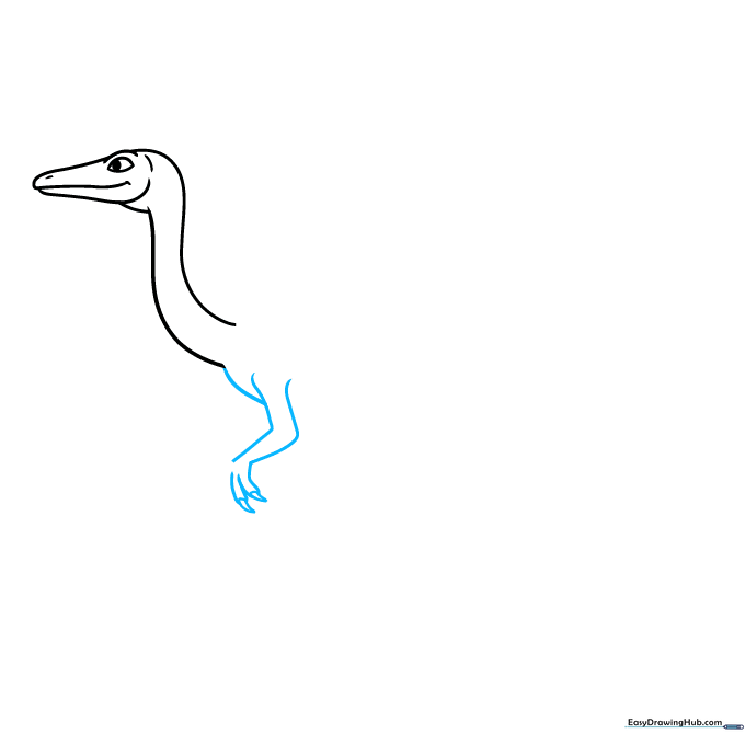 Detailed sketch of the dinosaur's chest and front arms with sharp claws.