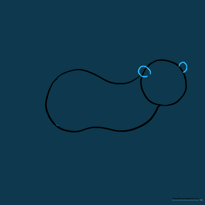 The otter outline now includes two small 'C' shaped ears on top of the head.