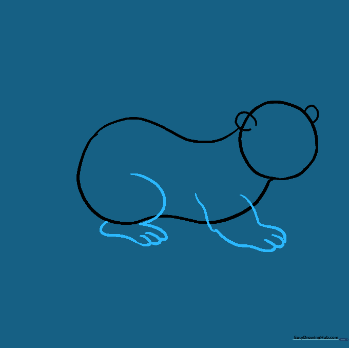 The otter drawing now features front and back legs with small toe details.