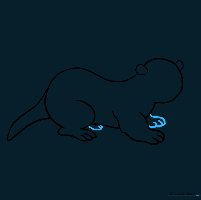The otter drawing showing the feet on the far side to create perspective.