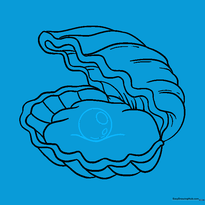 Drawing a pearl in the center of the oyster with highlight circles for a shiny effect.